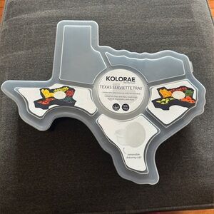 KOLORAE Texas Shaped Serviette Tray- 6 Compartments and Dressing Cup (Navy Base)